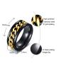 KnBoB Spin Rings for Anxiety, Fidget Spin Rings for Anxiety for Women Customizable Size 8 8MM Black Gold with Chain and Spinner Ring view 3