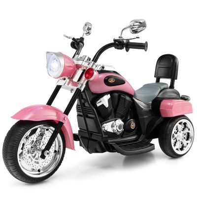 Costzon Kids Motorcycle, 6V Battery Powered Ride on Chopper Motorcycle w/Horn, Headlight, 3-Wheel Stable Ride on Toys, Electric Toddler Motorcycle for Kids, Gift for Boys Girls (Pink)