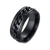 KnBoB Spin Rings for Anxiety Women, Fidget Spinning Rings for Anxiety Engraved Size 12 8MM Black with Chain Link and Spinner Ring view 1