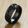 KnBoB Spin Rings for Anxiety Women, Fidget Spinning Rings for Anxiety Engraved Size 12 8MM Black with Chain Link and Spinner Ring view 3