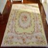 1?12 Scale Victorian Era Gold Ivory Aubusson Design Miniature Rug Red Pink Roses view 2