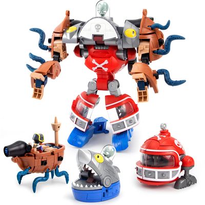 Maikerry 3-in-1 PVZ Toy Figure Set, Deformation Shark Boss Robot, Action Figures, Birthday & Party Gifts for Boys & Girls