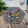 SIQUK 6 Pieces Dice Tray Hexagon Dice Rolling Holder Folding PU Leather Dice Trays for Dice Games Like RPG, DND and Other Table Games(Violet, Black, Cyan, Blue, Gray, Dark Green) view 4