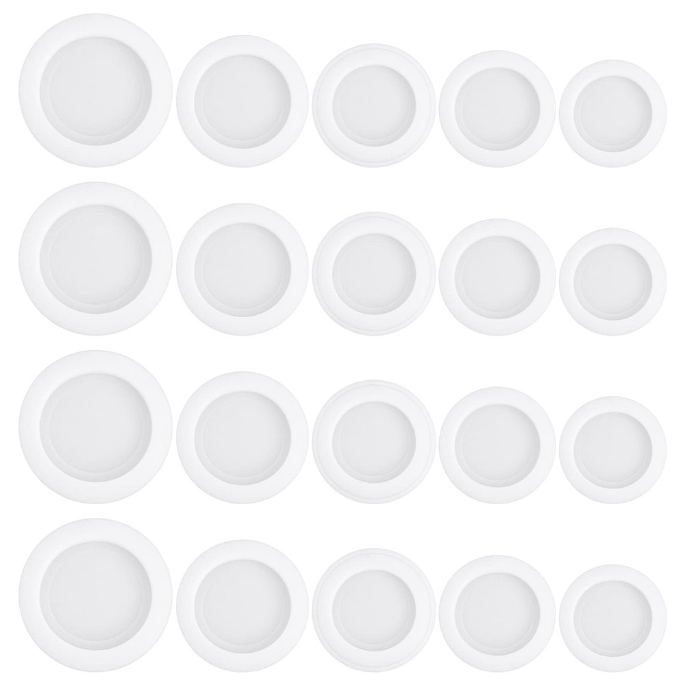 Grevosea 20 Pieces Piggy Bank Plug, Saving Box Plug White Piggy Bank Stopper Cover Rubber Round Plug Replacement Rubber Saving Box for Money Saving Box (5 Sizes)