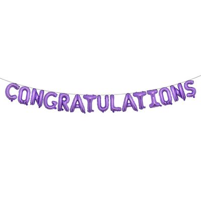 16 inch Multicolor Congratulations Letters Banner Gold Graduation Party Decorations Supplies (Congratulations Purple)