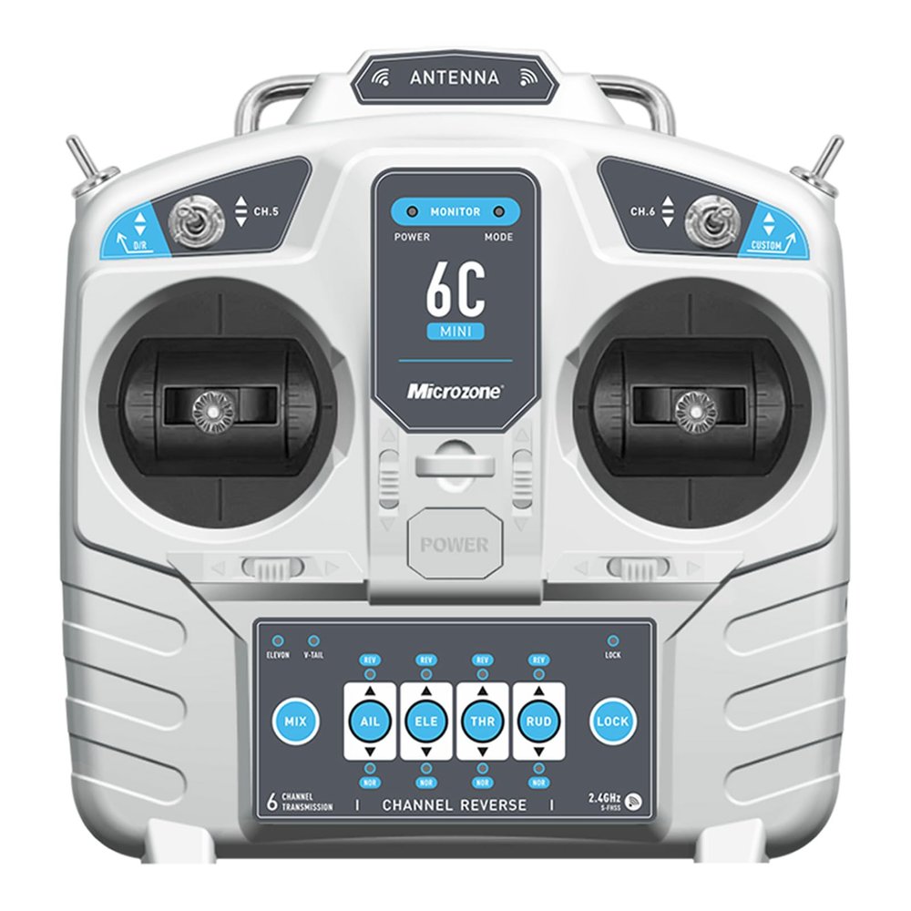 GoolRC Microzone MC6C 2.4GHz 6CH Remote Controller Mode 2 Transmitter and MC6RE Receiver Radio System for RC Airplane Drone Multirotor Helicopter Car Boat MC6RE Receiver
