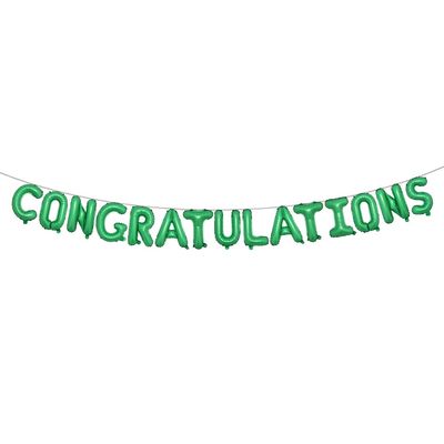 16 inch Multicolor Congratulations Letters Banner Gold Graduation Party Decorations Supplies (CONGRATULATIONS Green)