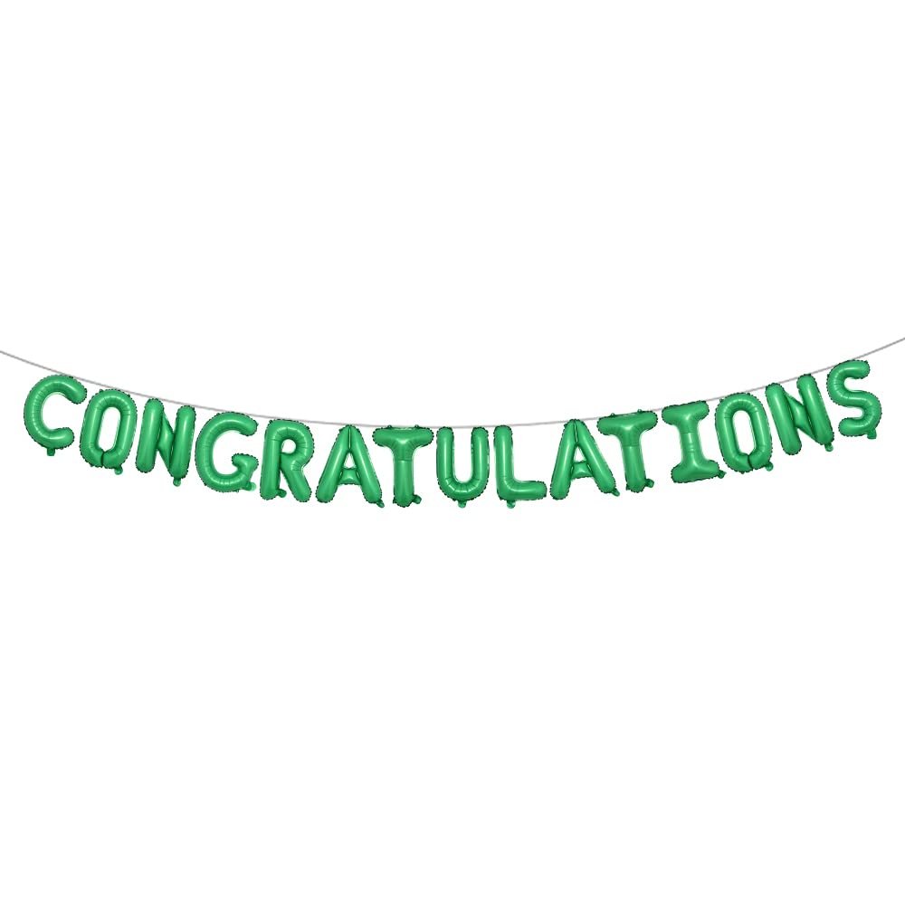 16 inch Multicolor Congratulations Letters Banner Gold Graduation Party Decorations Supplies (CONGRATULATIONS Green)