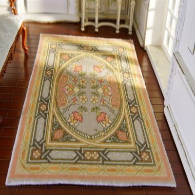 1?12 Scale French Theme Vintage Flowers Beautiful Aubusson Design Miniature Rug