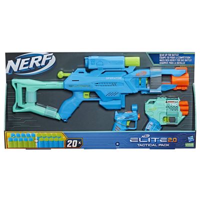 Nerf Elite 2.0 Tactical 3-Blaster Pack - Operator BD-2, Trio TD-3, Ace SD-1 Blasters & 20 Darts (Multicolor)