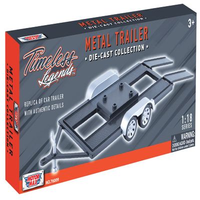 - 1/18 Trailer, Flatbed, car Transport Carrier, with Double axle, Metal, Motormax - 76009