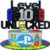 10th Birthday Video Game Cake Topper Level 10 Unlocked Cake Topper for Kids Boy Girl 10-Years-Old Birthday Party Decoration view 1