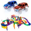 PicassoTiles 100pc Race Car Track + 32pc Magnetic Rocket Booster Theme Set + 8pc Figures, 2 LED Cars, Magnetic Building Block Rocket Booster Theme Set, Magnet Expansion Variety Action Characters Pack view 3
