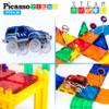 PicassoTiles 100pc Race Car Track + 32pc Magnetic Rocket Booster Theme Set + 8pc Figures, 2 LED Cars, Magnetic Building Block Rocket Booster Theme Set, Magnet Expansion Variety Action Characters Pack view 4