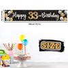 Nelbiirth Happy 33rd Birthday Decorations,33rd Black & Gold Balloon Large Birthday Backdrop Banner Sign - Cheers to 33 Years Old Bday Party Supplies. view 2