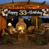 Nelbiirth Happy 33rd Birthday Decorations,33rd Black & Gold Balloon Large Birthday Backdrop Banner Sign - Cheers to 33 Years Old Bday Party Supplies. view 4