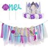 Mermaid Theme High Chair Banner First Birthday Party Banner Supplies Gifts Photo Backdrop Decorations Girl and Boy Kids,1st Birthday Highchair Tutu Rainbow Banner view 2