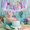 Mermaid Theme High Chair Banner First Birthday Party Banner Supplies Gifts Photo Backdrop Decorations Girl and Boy Kids,1st Birthday Highchair Tutu Rainbow Banner view 3
