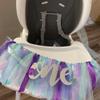 Mermaid Theme High Chair Banner First Birthday Party Banner Supplies Gifts Photo Backdrop Decorations Girl and Boy Kids,1st Birthday Highchair Tutu Rainbow Banner view 4