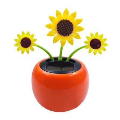 Bavokon Solar Dancing Sunflower,Shaking Head Flower Car Ornaments,Solar Powered Dancing Flower in Pots Swinging Sunflower Animated Dancer Window Sun Catcher Car Home Desk Decor