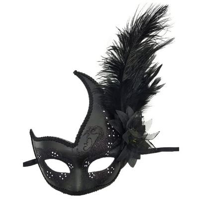Mask Halloween Cosplay Costume Half Face Animal Party Cat Masks (Black(Fe))