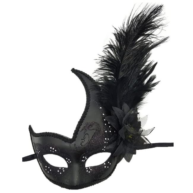 Mask Halloween Cosplay Costume Half Face Animal Party Cat Masks (Black(Fe))