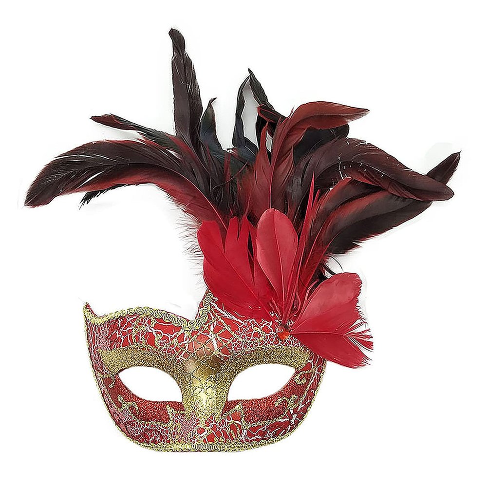 Mask Halloween Cosplay Costume Half Face Animal Party Cat Masks (Red(Fe))