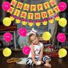 JOYMEMO Softball Birthday Decorations for Girls, Fast Pitch Happy Birthday Banner Cake Topper, Cupcake Toppers Pink and Yellow, Sports Fast ball Party Supplies view 3