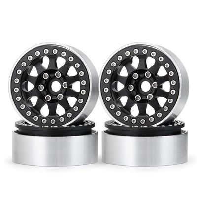 1.9 Beadlock Wheel Rims 4PCS Metal Wheel Hub Set for 1/10 RC Crawler Axial SCX10 II 90046 SCX10 III AXI03007 TRX4 D90 (Black)