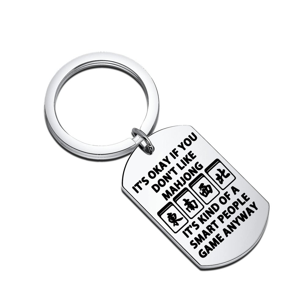 FAADBUK Funny Mahjong Gift Mahjong Lover Gift Mahjong Keychain for Mahjong Player Mahjong Themed Gift (MAHJONG)