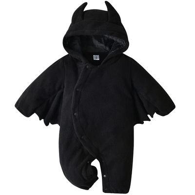ACEHCEAR Infant Baby Bat Costume Halloween Costumes Polar Fleece Hooded Romper with Big Ear Onesie Unisex 2pcs 6-9 Months