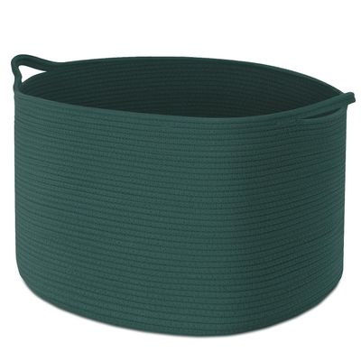 Maliton Woven Rope Basket for Blankets, Extra Large Storage, Green Laundry Hamper, Baby and Pet Toy Storage, Big Towel Basket, 22" x 22" x 14" Blanket Holder, Cotton Rope Bin