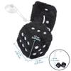 AuMoHall 2.95'' Retro Fuzzy Plush Dice Car Charm Square Rear View Mirror Hanging Ornament Accessories, Black view 2