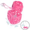 AuMoHall 2.95'' Retro Fuzzy Plush Dice Car Charm Square Rear View Mirror Hanging Ornament Accessories, Pink view 2