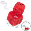 AuMoHall 2.95'' Retro Fuzzy Plush Dice Car Charm Square Rear View Mirror Hanging Ornament Accessories, Red view 2