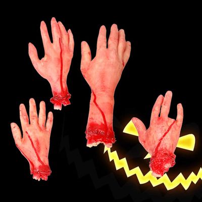 4pcs Halloween Body Parts Props Bloody Halloween Hands Halloween Severed Body Parts