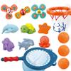 Bath Toys Playset, Fun Basketball Hoop & Balls, Bathtub Pool Shooting Game & Fishing Game, Sensory Suction Cup Spinner Spinning Top Baby Toy, for Little Boys Girls Kids Toddlers view 2