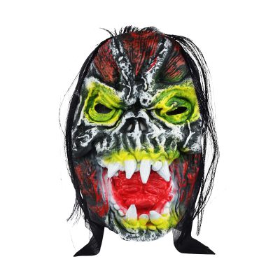 HAOZAIKEJI Halloween Scary Head Mask, Horror Animal Full Head Mask Death Witch Zombie Cosplay Costume Creepy Party Decoration Supplies (yellow head)
