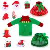 11 Pcs Christmas Doll Clothes Accessories Include Red Green Knitted Sweater Skirts Attachable Santa Snowman Gloves Socks Xmas Tree Decals Christmas Doll Outfit Dress Gift for Holiday Xmas view 1