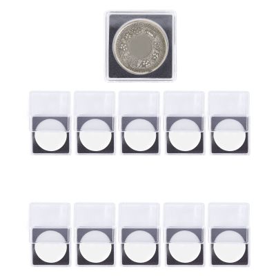 10Pcs Coin Capsules Holder, Acrylic Square Coin Case Dollar Coin Holder Display Case Coin Storage Organizer Box for Collectors