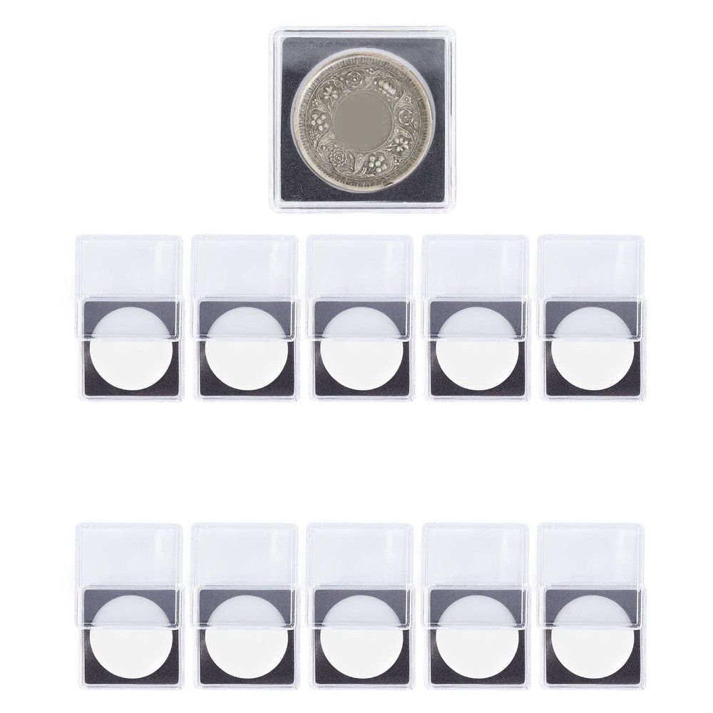 10Pcs Coin Capsules Holder, Acrylic Square Coin Case Dollar Coin Holder Display Case Coin Storage Organizer Box for Collectors