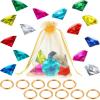 Chalyna 25 Pcs Acrylic Diamond Gem Jewelry Alloy Gold Round Ring Set Halloween Party Favor Pirate Treasure Hunting Cake Decor with Gift Bag for Birthday Party Supplies(Stylish Style,Multicolor) view 1