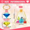Chalyna 25 Pcs Acrylic Diamond Gem Jewelry Alloy Gold Round Ring Set Halloween Party Favor Pirate Treasure Hunting Cake Decor with Gift Bag for Birthday Party Supplies(Stylish Style,Multicolor) view 2