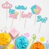 24Pcs Boy or Girl Cupcake Toppers Pink Blue Glitter Crown Moustache Baby Shower Cupcake Picks He or She Footprint Cake Topper Decorations for Gender Reveal Theme Baby Shower Kids Birthday Party view 3