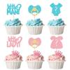 24Pcs Boy or Girl Cupcake Toppers Glitter Gender Reveal Onesie Question Mark Cupcake Picks Little Man or Little Lady Baby Shower Cake Decorations for Kids Birthday Gender Reveal Party Cake Decoration view 1