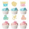 24Pcs Boy or Girl Cupcake Toppers Gender Reveal Cupcake Picks Glitter Baby Shower Cupcake Decorations Vote Boy or Girl Cake Decorations for Baby Shower Kids Birthday Theme Party Supplies view 1