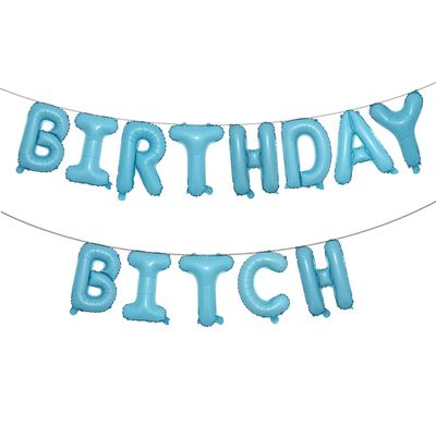 16 inch Happy Birthday Bitch Balloons, Aluminum Foil Banner Balloons for girlfriends Birthday Party Decorations and Supplies (BIRTHDAY BITCH Light Blue)