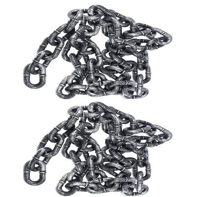 2 Pcs Halloween Chain, 3.2 FT Halloween Props Fake Chains, Plastic Chain Links for Decor Haunted House, Prisoner Theme, Scary Party Horror Props