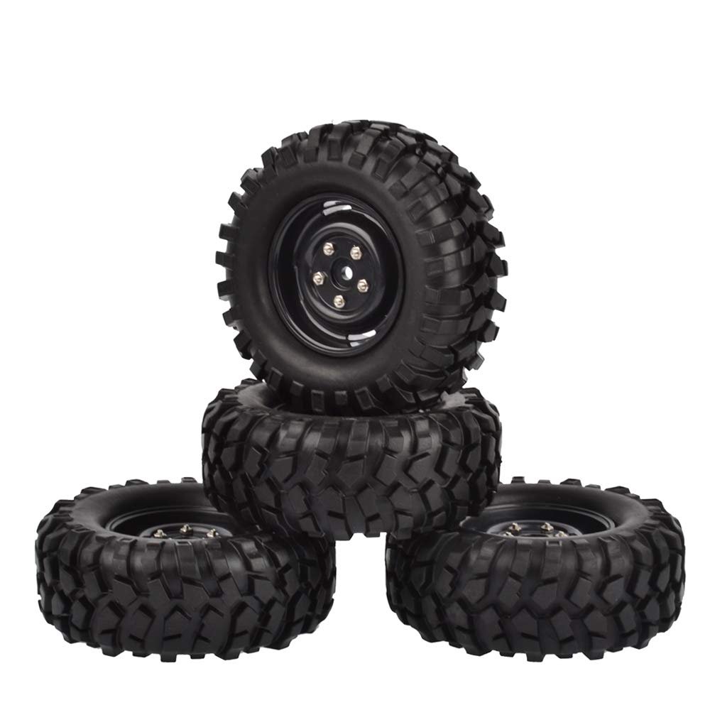 Alin-Z 4pcs 96mm 1.9 Inch Rubber Tires/Tyres and Wheel Rims for Axial SCX10 D90 Tamiya CC01 1:10 RC Rock Crawler Car