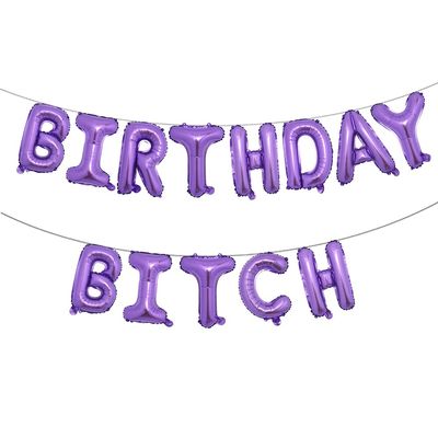 16 inch Happy Birthday Bitch Balloons, Aluminum Foil Banner Balloons for girlfriends Birthday Party Decorations and Supplies (BIRTHDAY BITCH Purple)